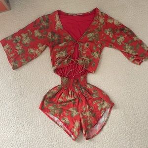 NEW Winston White Red Romper two-piece XS